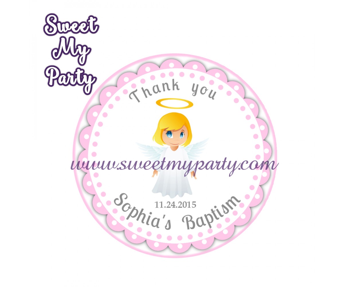 Girl Baptism stickers,Girl Christening thank you tags,(8)